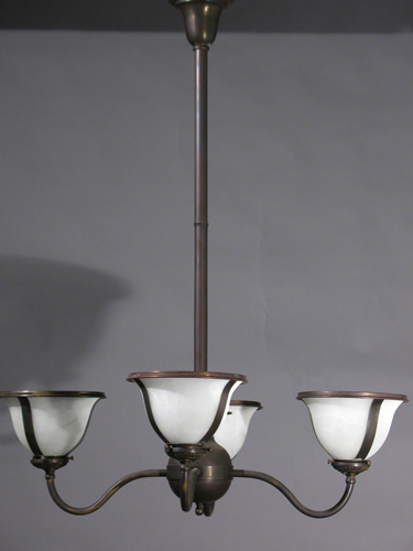4-Light Chandelier with Opaline Panel Shades